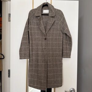 OAK + FORT Brown Houndstooth Trench Coat